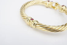 David Yurman Buckle Cable Classic Bangle Bracelet Ruby 18k Yellow Gold 7mm BG918