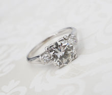 1940s 14k Platinum Natural Diamond Engagement Ring 1.75ct Sz 6.75 OEC RG4527
