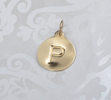 14k Yellow Gold "P" Alphabet Charm Helen Ficalora PG1909