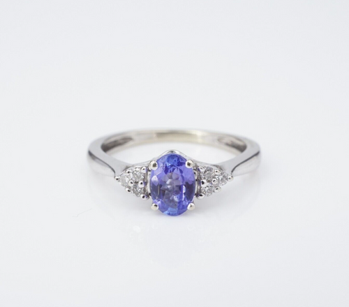 Tanzanite Diamond Cocktail Ring 10k White Gold Natural Size 5.5 RG4116