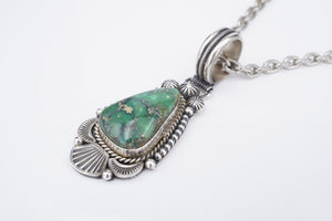 Navajo Sterling Silver Turquoise Pendant Necklace Michael Calladitto MC NS2177