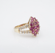 Vintage 10k Yellow Gold Pave Ruby Diamond Ring Cocktail Statement Sz 6 RG4336