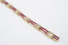 Vintage Ruby Diamond Bracelet 14k Yellow Gold 6 carat 7.25" Channel BG931