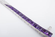 Art Deco Platinum Amethyst OEC Diamond Tennis Bracelet 17.5ctw 6.5" BG865