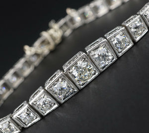 Antique Platinum 7 ctw Graduated Diamond Tennis Bracelet 7" Mine Cut CO861