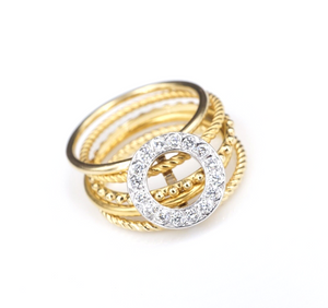 Carrera y Carrera 18k Yellow Gold Diamond Melodia 5 Band Ring Size 7 RG3772