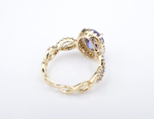 14k Yellow Gold Natural Tanzanite Diamond Halo Cocktail Ring Size 6 RG4387