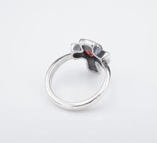 James Avery Red Garnet Heart Cross Birthstone Ring Sterling Silver Size 5 RS3493