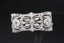 Belle Epoque Platinum 3ctw Diamond Ribbon Scroll Brooch Combes & Van Roden OG462