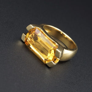 Luxe Italian Le Gi 18k Gold 8ct East West Citrine Candy Ring Size 7.25 RG3334