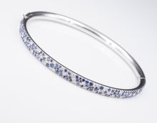 Tiffany & Co Pave Diamond Sapphire Metro Hinged Bangle Bracelet 18k 6.5" BG912