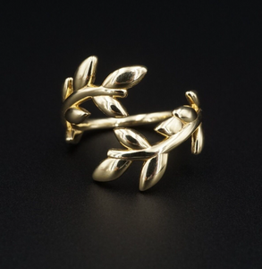 Tiffany & Co Olive Leaf Bypass Ring Paloma Picasso 18k Yellow Gold Sz 8.5 RG4374