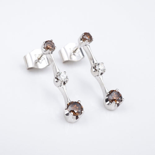 H. Stern 18k White Gold Diamond Fancy Chocolate Diamond Drop Earrings EG2237