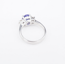 Tanzanite Diamond Cocktail Ring 14k White Gold Band Size 4 RG4202