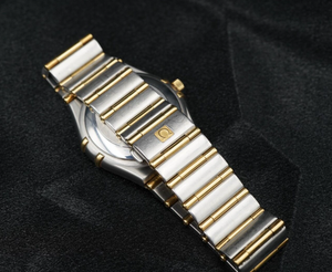 Vtg Omega Constellation SS 18k Gold 35mm Watch Roman Bezel Mens Automatic CO1136