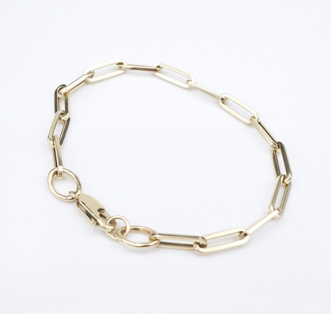 14k Paperclip Bracelet Yellow Gold Link 6.5