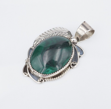 Navajo Sterling Silver Malachite Pendant Cabochon 2" Calvin Tom Large 20g PS2176