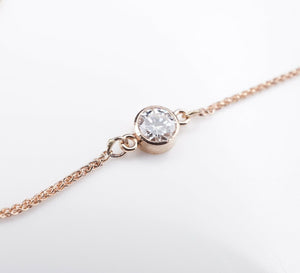 New 14k Rose Gold 0.25 carat Diamond Bolo Bracelet Adjustable 6-8" BG431