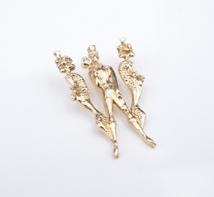 Erte Alphabet Series Letter "W" 14k Yellow Gold CFA Pendant 1.2" PG1868
