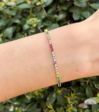 The Last Line Rainbow Gemstone Tennis Bracelet 3ct 14k Yellow Gold 6.25" BG883