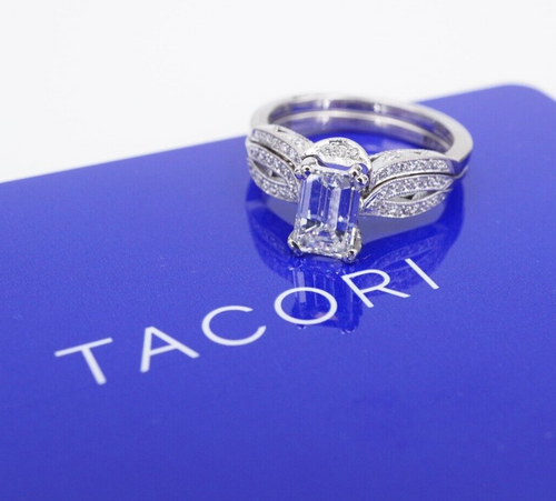 Tacori 18k Diamond Engagement Ring Bridal Set White Gold Size 5.25 RG4149