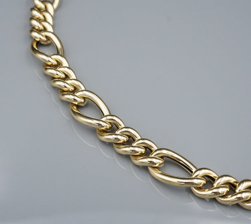 Italian 14k Figaro Chain Necklace Yellow Gold Puffy Chunky 20