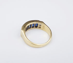 18K Yellow Gold 3 carat Sapphire Diamond Band Ring Size 7.25 RG3330