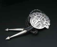 Large Hopicrafts Sterling Silver Sunface Moon Corn Overlay Bolo Tie 38.5" M1491