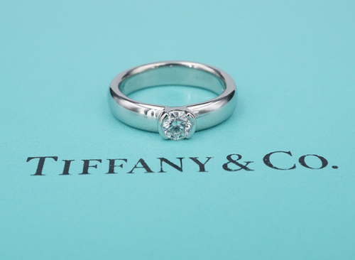 Tiffany & Co Etoile Diamond Engagement Ring Platinum .34ct Size 5.75 RG4248