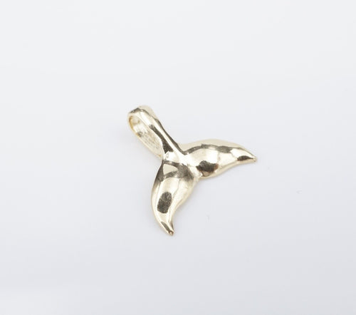 14k Whale Tail Charm Pendant Yellow Gold Vintage 0.5