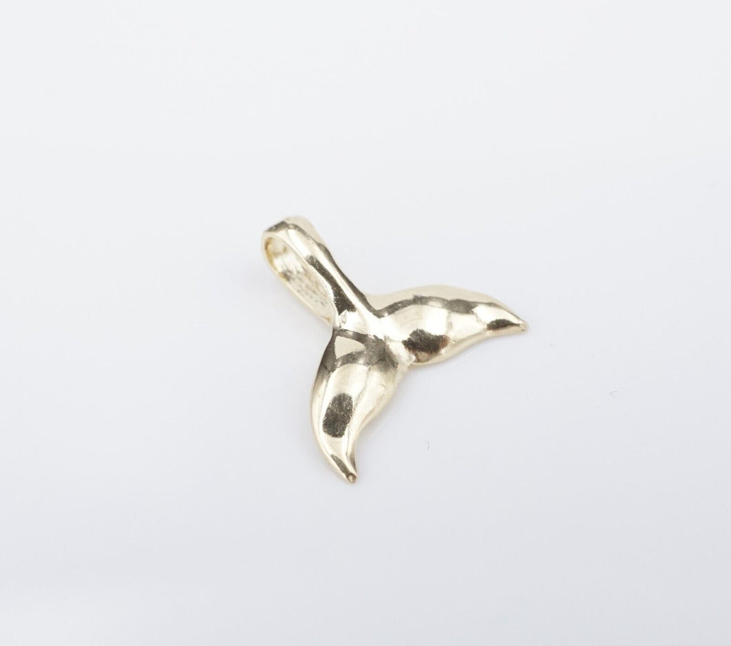 14k Whale Tail Charm Pendant Yellow Gold Vintage 0.5