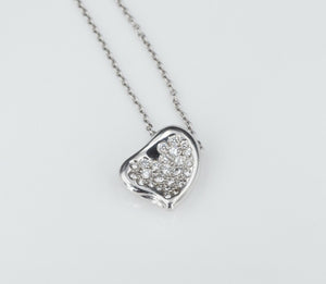 Tiffany Diamond Peretti Full Heart Necklace Pave Platinum 16" Box NG1066