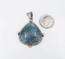 Sterling Silver Spiderweb Turquoise Pendant Statement Southwestern 1.75" PS2115