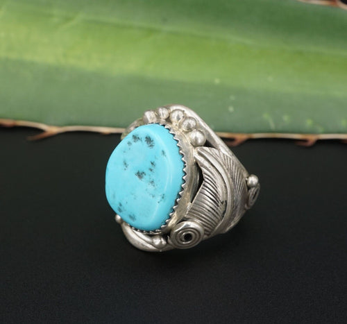 Southwest Turquoise Ring Sterling Silver Signed DM Size 9.5 Free Shipping RS3400