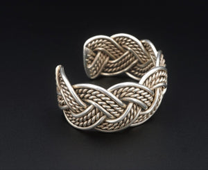 Vtg Benny Peralto Navajo Sterling Silver Braided Rope Cuff Bracelet 6" BS2787