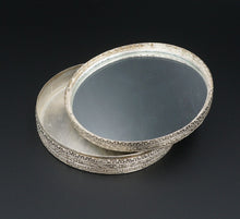 Vtg Sterling Silver Chinese Foo Dog Wealth Repousse Round Box w/Mirror 4" M1789