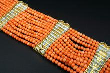 Art Nouveau Plique a Jour Sapphire Station Bracelet Coral 18k Enamel Rare BG906