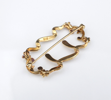 Antique 14k Yellow Gold Seed Pearl Floral Wave Scarf Pin Brooch 1.5" OG457