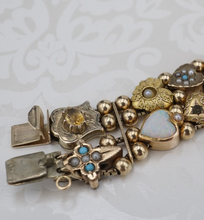 Vintage Yellow Gold Multi-Gemstone Slide Bracelet Antique 8" 14k 10k GF BG917