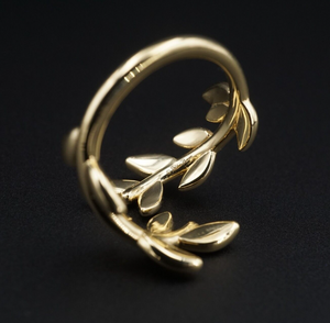 Tiffany & Co Olive Leaf Bypass Ring Paloma Picasso 18k Yellow Gold Sz 8.5 RG4374