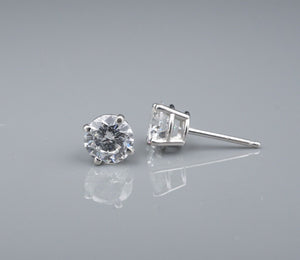 14k White Gold 1.25 carat Natural Round Brilliant Diamond Stud Earrings EG2454