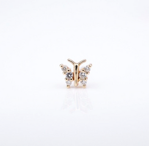 Diamond Stud Butterfly Single Earring 18k Rose Gold Natural Round EG2399