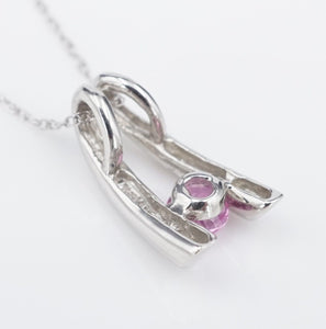 Pink Sapphire Platinum Pendant Necklace 18" Designer NG1452