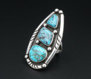 Kewa Santo Domingo Lorenzo Tortalita Sterling Turquoise Ring Size 9.5 RS3086