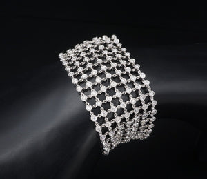 Diamond Mesh Statement Bracelet 6 carat 18k White Gold 6.5" BG758