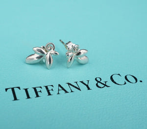 Tiffany Olive Leaf Stud Earrings Paloma Picasso Sterling Silver 5.5mm ES2468