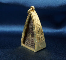 Antique 18K Gold Bronze Thai Seated Buddha Openwork Cage Fob Pendant 33g PG1806