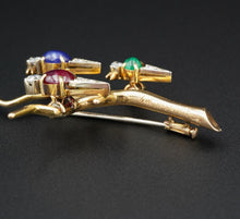 Van Cleef & Arpels VCA 18k Gold Ruby Sapphire Emerald Bird Brooch Pin 2" OG440