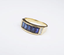 18K Yellow Gold 3 carat Sapphire Diamond Band Ring Size 7.25 RG3330