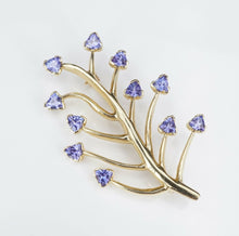 Tanzanite Tree of Life Pin Brooch 14k Yellow Gold 2" Signed HOT OG337